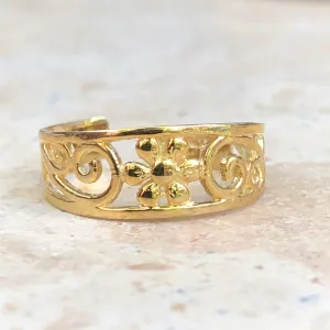 14KT Yellow Gold Floral Filigree Toe Ring