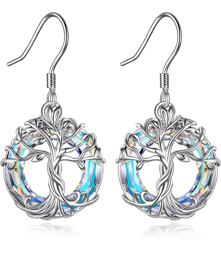 925 Sterling Silver Tree of Life Drop Earrings