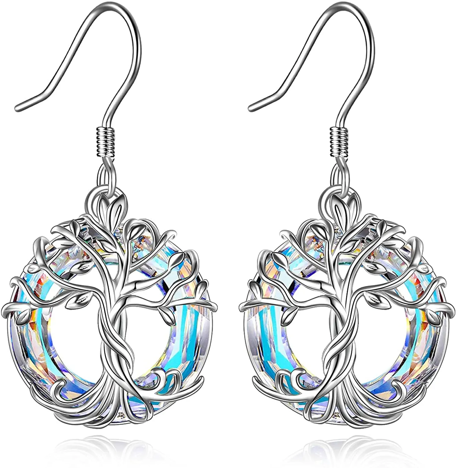 925 Sterling Silver Tree of Life Drop Earrings