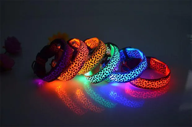 Adjustable LED Dog Collar - Leopard Print