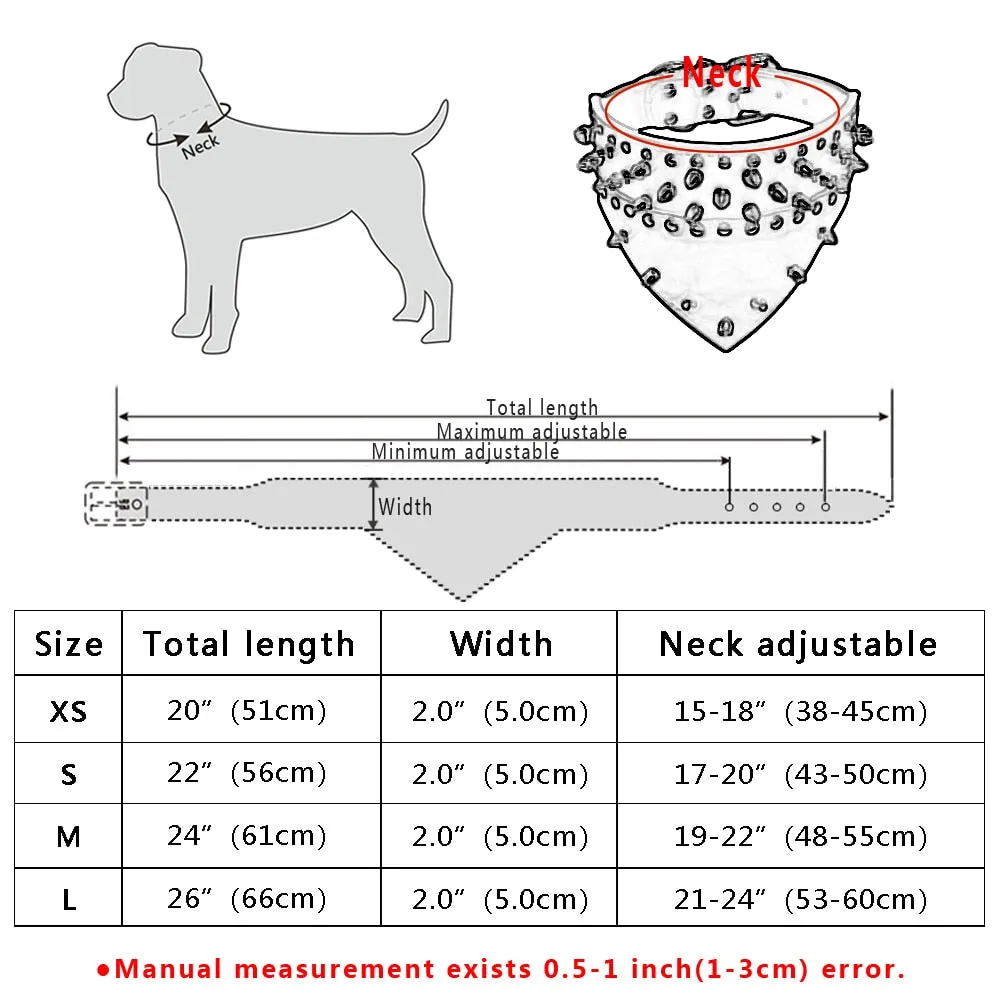 Adjustable Spiked Studded  Bandana Collar