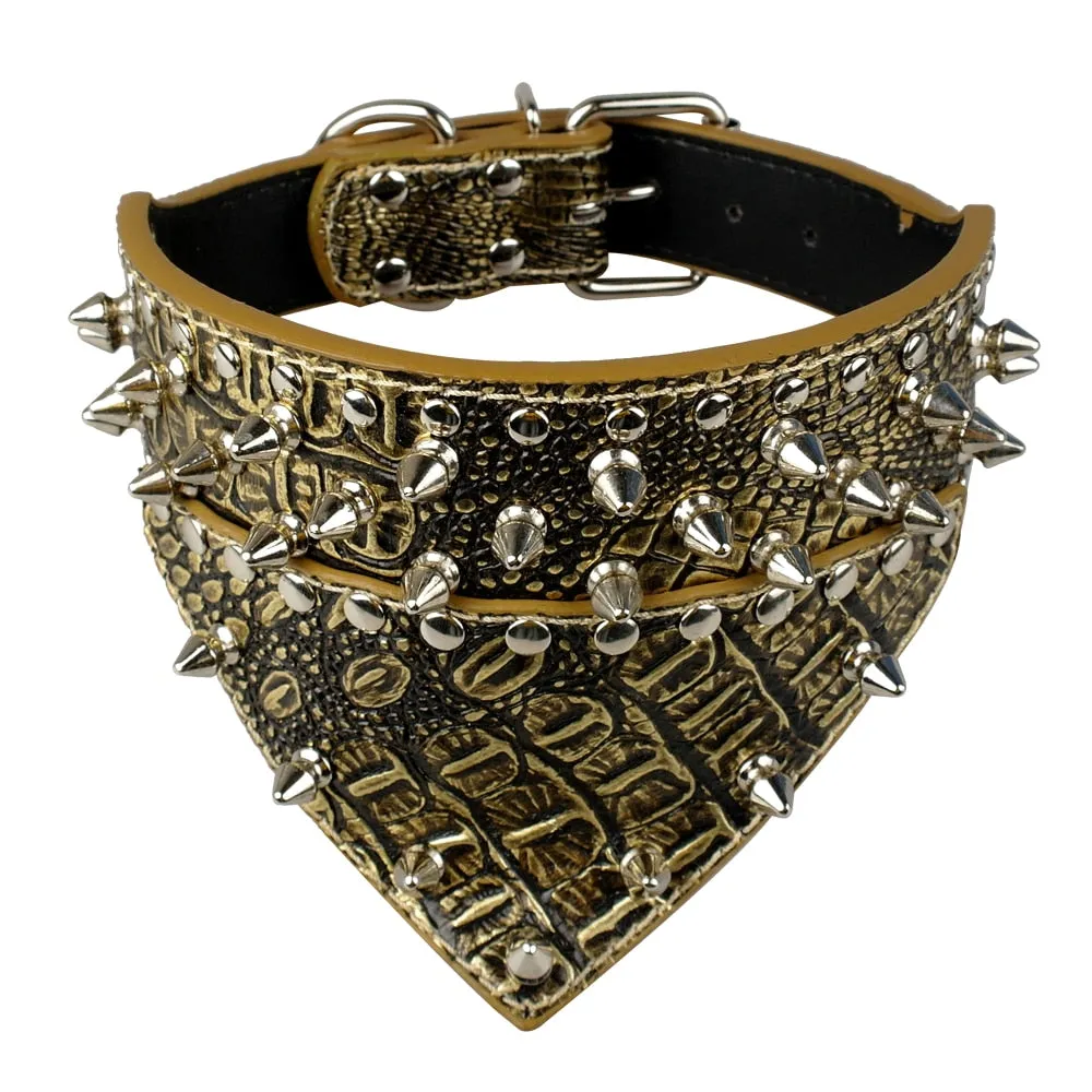 Adjustable Spiked Studded  Bandana Collar