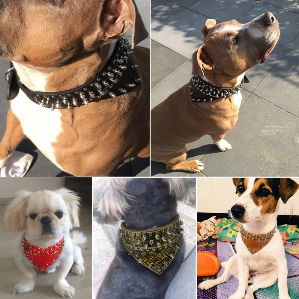 Adjustable Spiked Studded  Bandana Collar