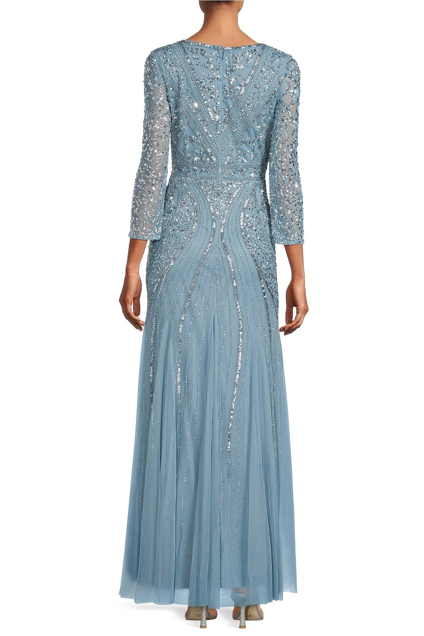 Adrianna Papell Style No: AP1E209816  V-Neck 3/4 Sleeve Zipper Back