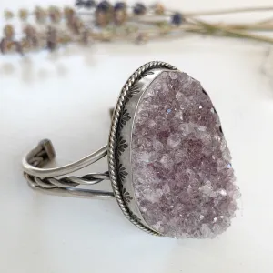 Amethyst druzy cuff with stamped bezel