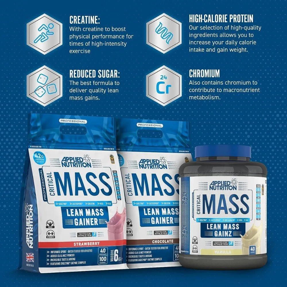 Applied Critical Mass Professional Lean Mass Gainer (per 60g scoop 17g Protein, 30g Carbs, 226 Calorie) HALAL