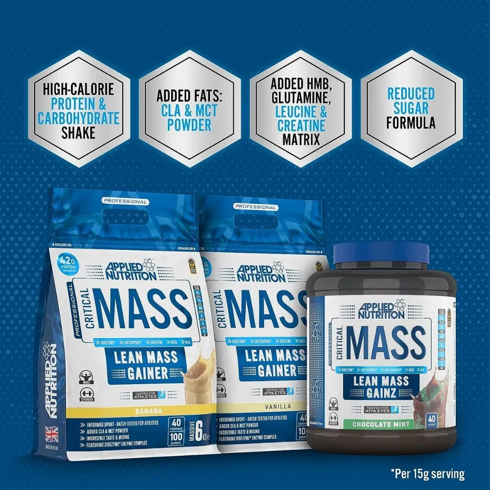 Applied Critical Mass Professional Lean Mass Gainer (per 60g scoop 17g Protein, 30g Carbs, 226 Calorie) HALAL