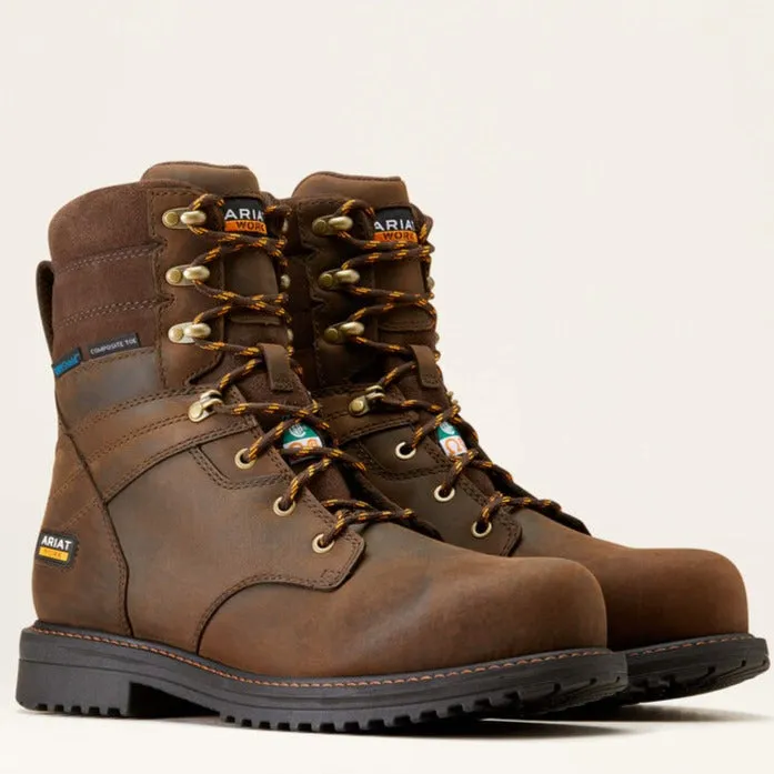 Ariat Men's Rigtek Csa 8" Comp Toe WP Work Boot -Brown- 10035989