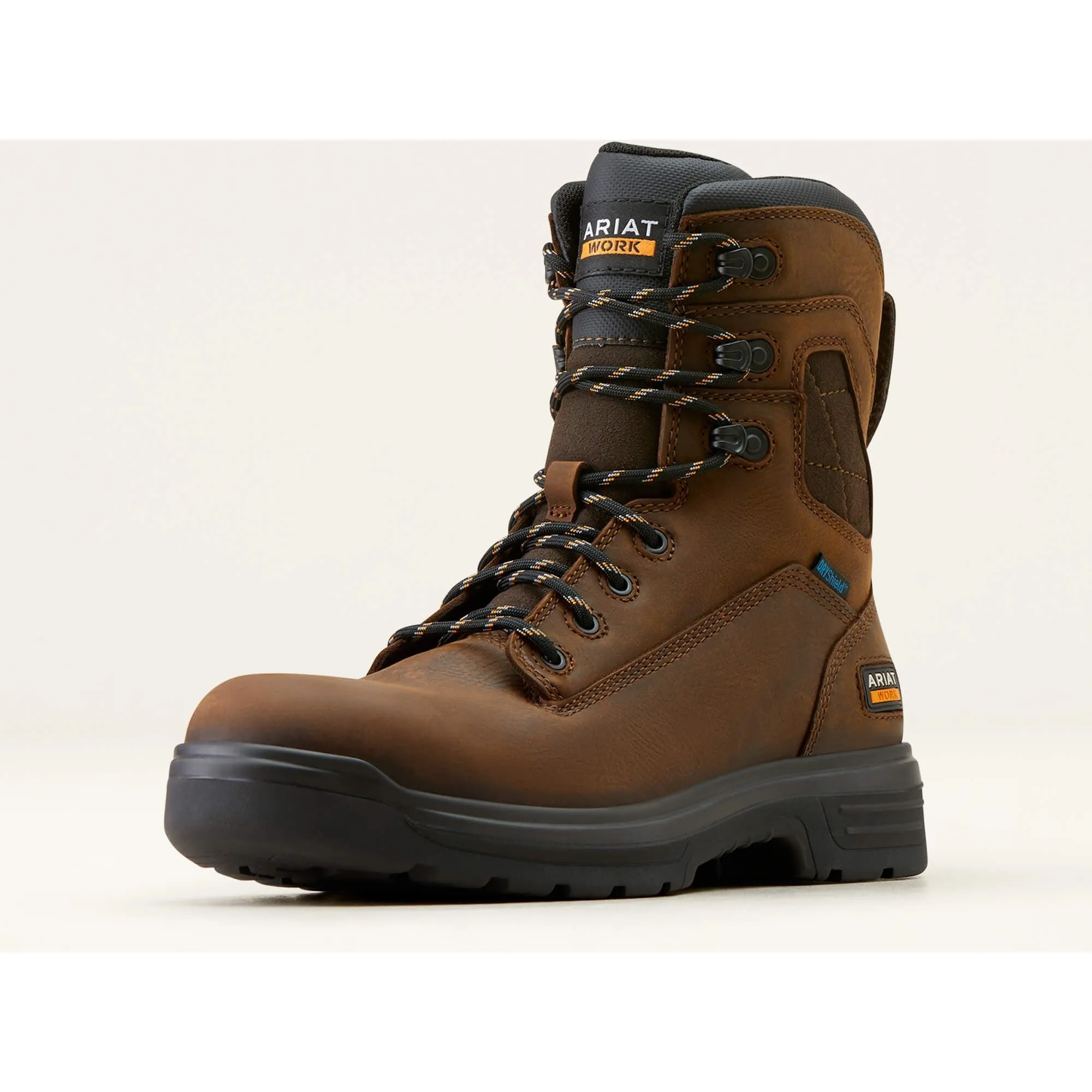 Ariat Men's Turbo 8" Soft Toe WP Lace-Up Work Boot - Brown - 10050843