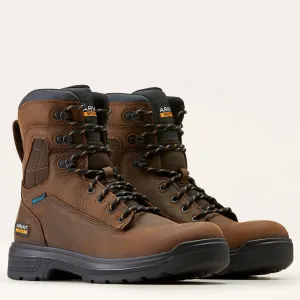 Ariat Men's Turbo 8" Soft Toe WP Lace-Up Work Boot - Brown - 10050843