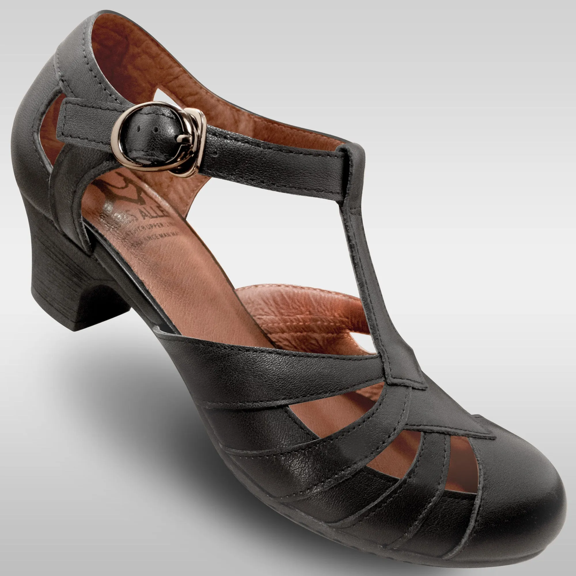 Aris Allen Women's Black T-Strap Dance Shoes