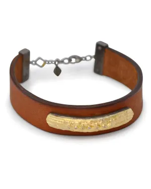 ARTIFICAT LEAHTER CUFF WITH CRIVELLIS AND CHAMPAGNE DIAMONDS