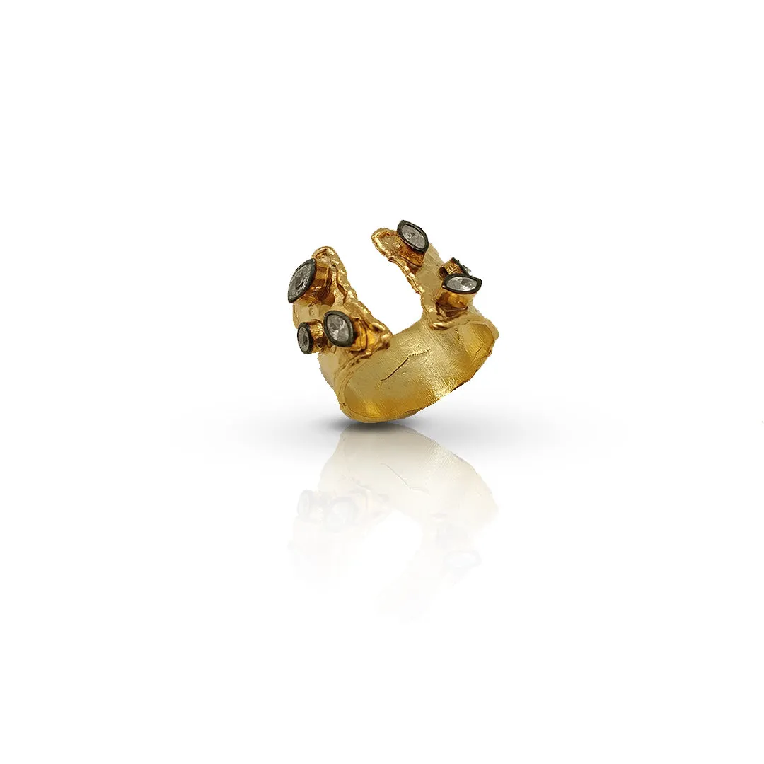 Aurora Fancy Two Side Cuff Gold Ring
