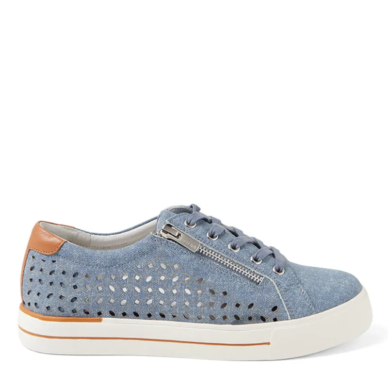 AYLEEN W - BLUE DENIM DARK TAN LEATHER