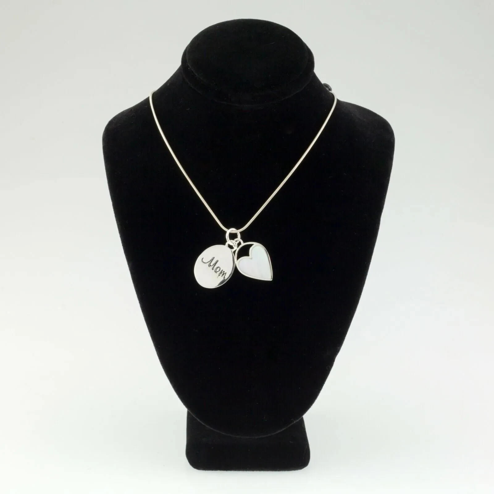 Baroni Sterling Silver Mother's Day Mother of Pearl Heart Pendant