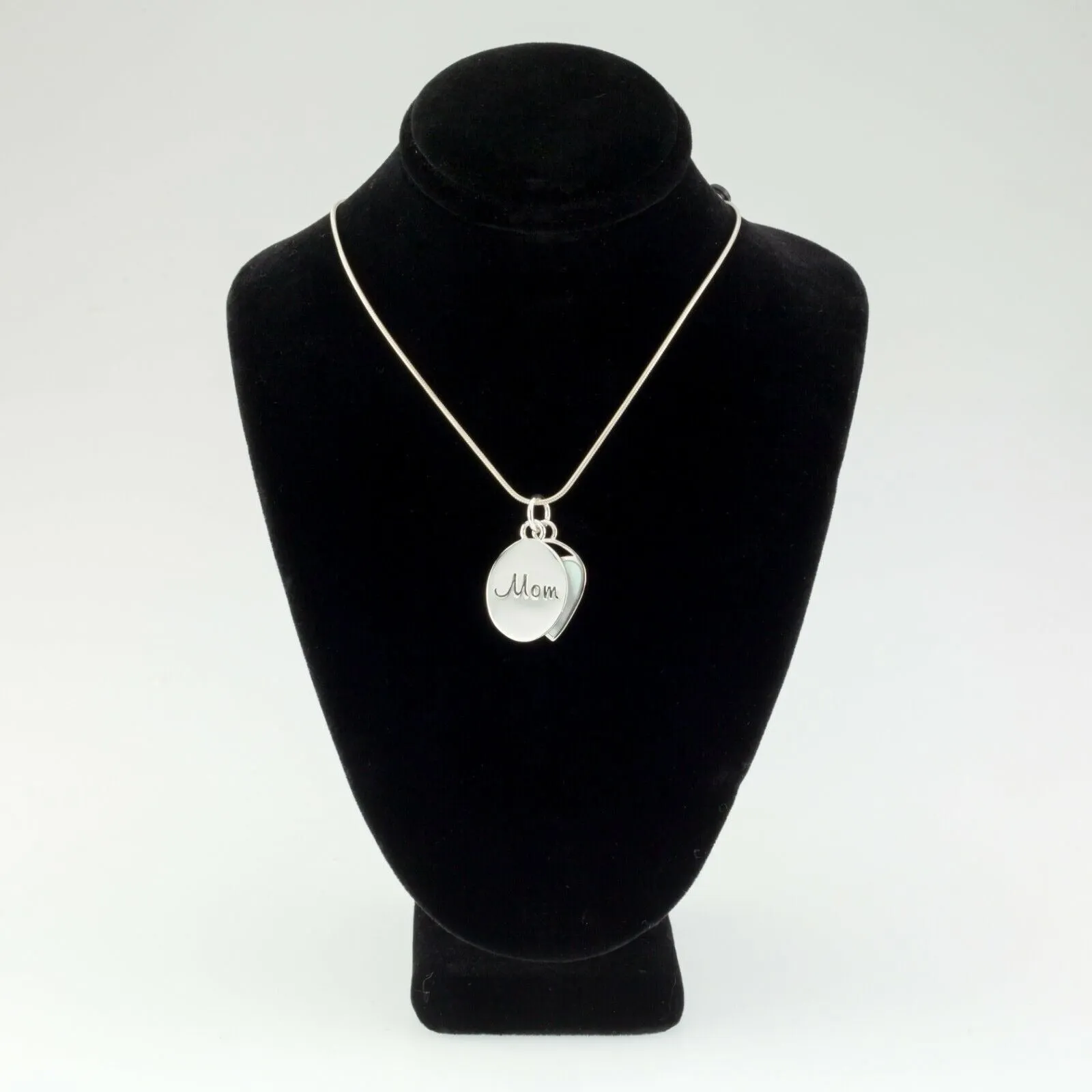 Baroni Sterling Silver Mother's Day Mother of Pearl Heart Pendant