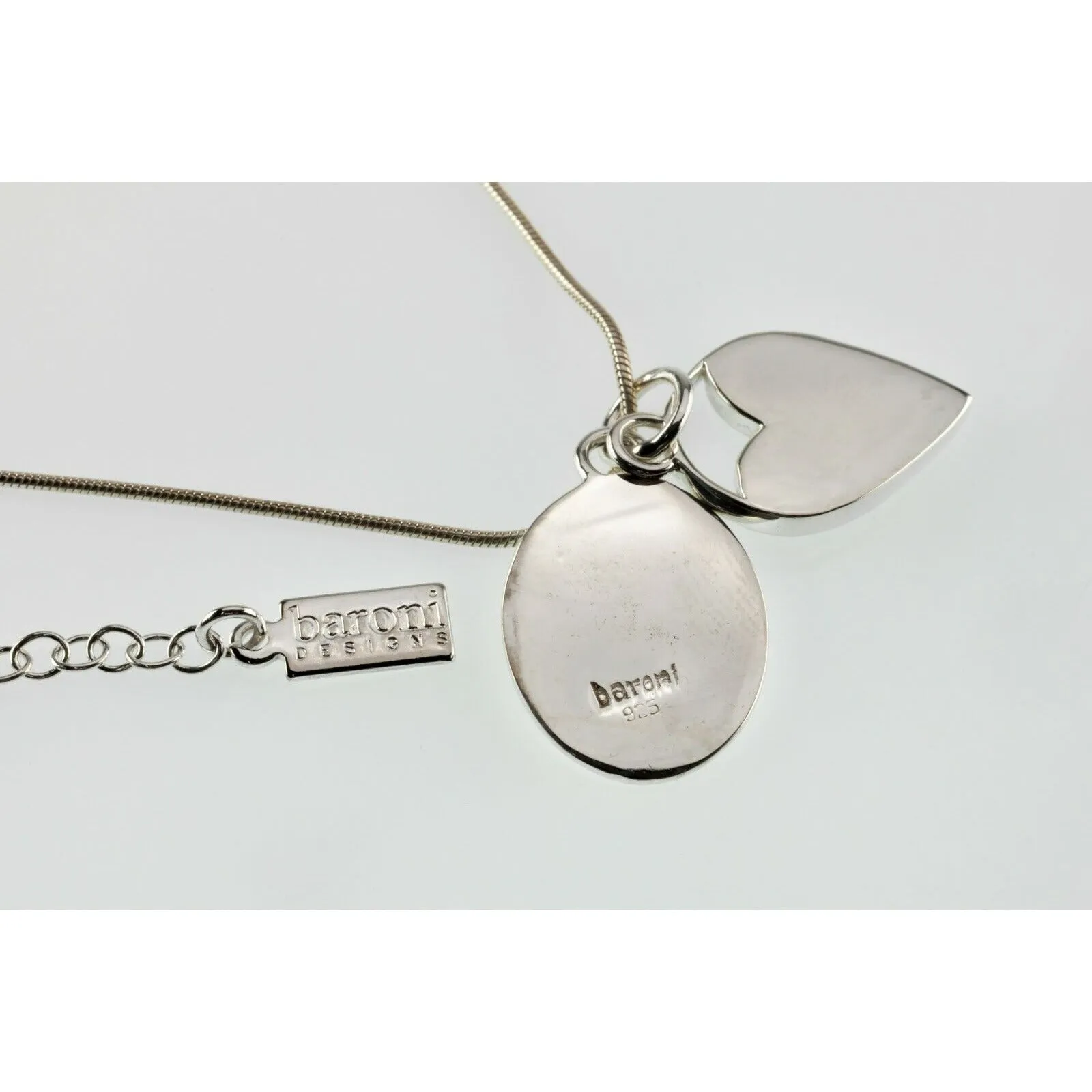 Baroni Sterling Silver Mother's Day Mother of Pearl Heart Pendant