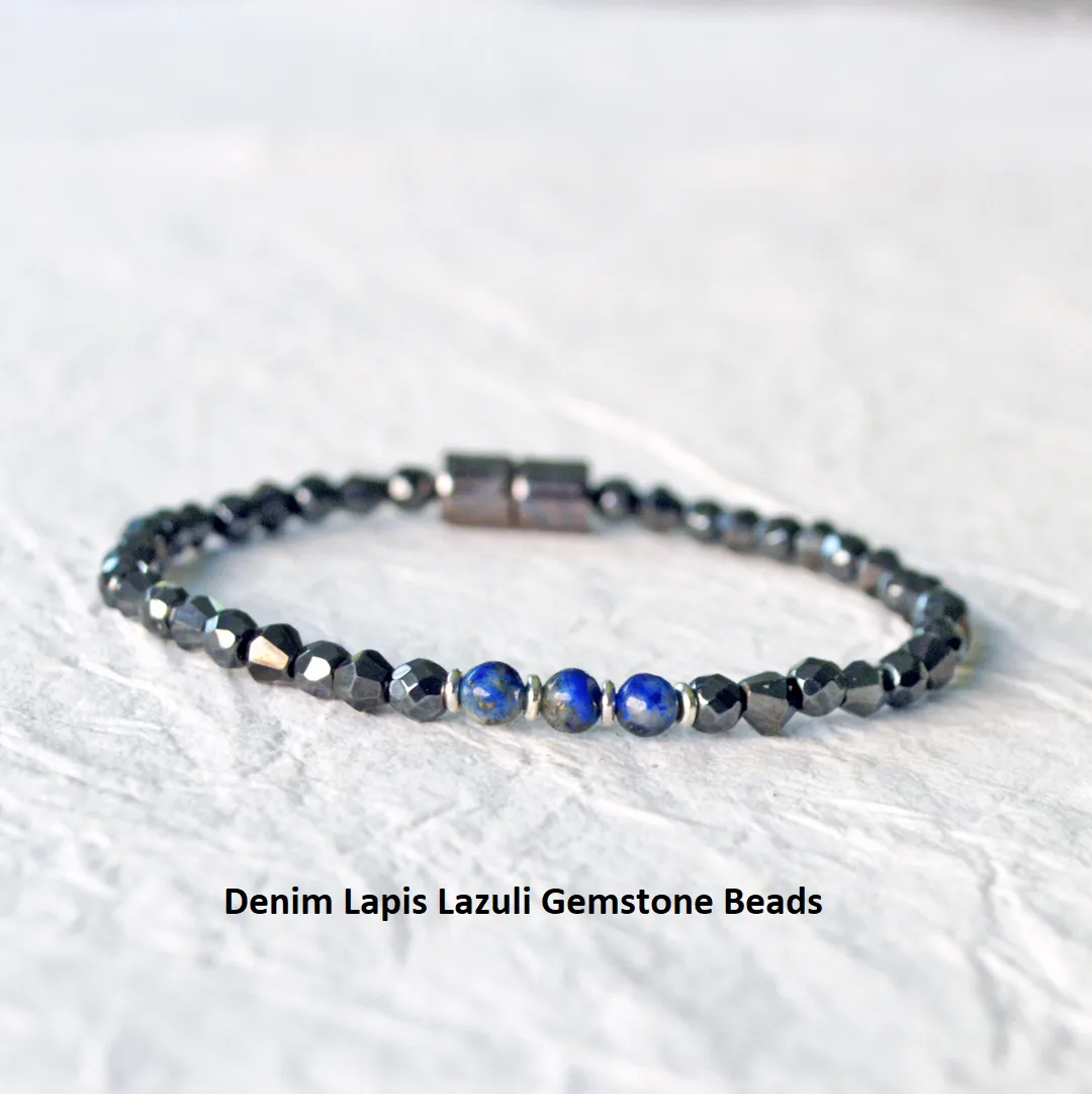 Black Hematite & Gemstone Magnetic Pain Relief & Energy Bracelet