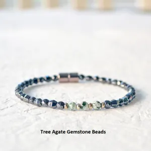 Black Hematite & Gemstone Magnetic Pain Relief & Energy Bracelet