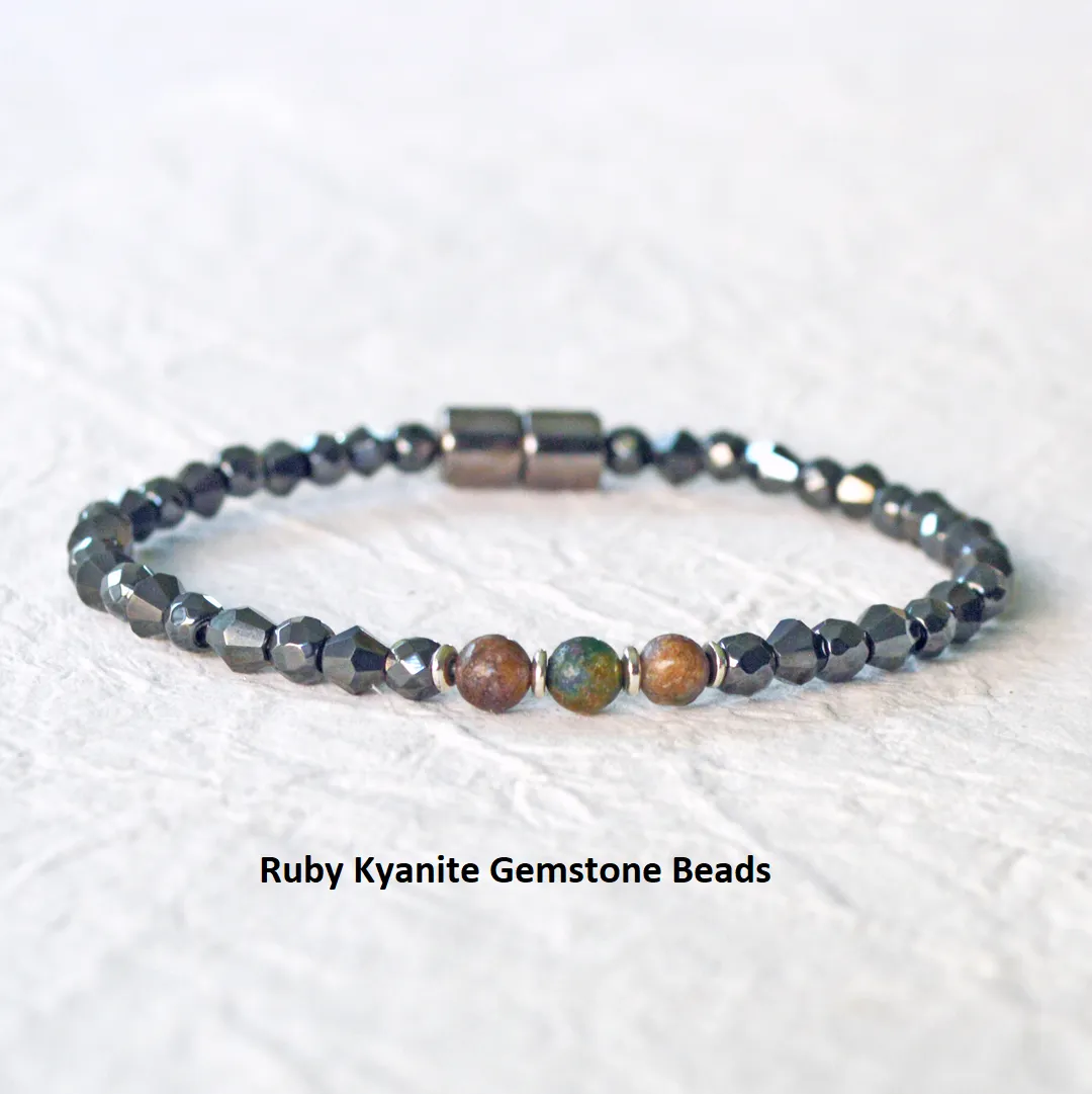 Black Hematite & Gemstone Magnetic Pain Relief & Energy Bracelet