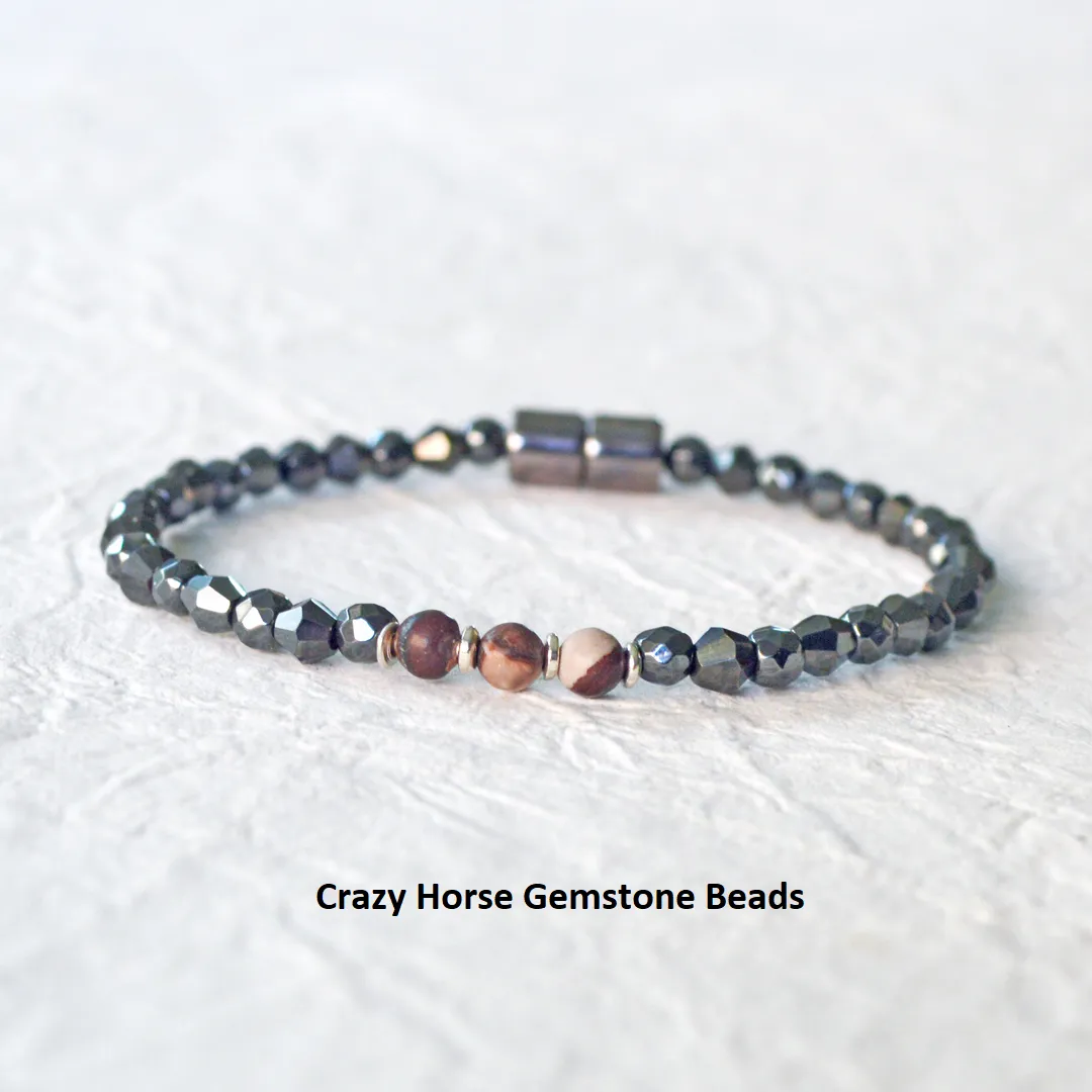 Black Hematite & Gemstone Magnetic Pain Relief & Energy Bracelet