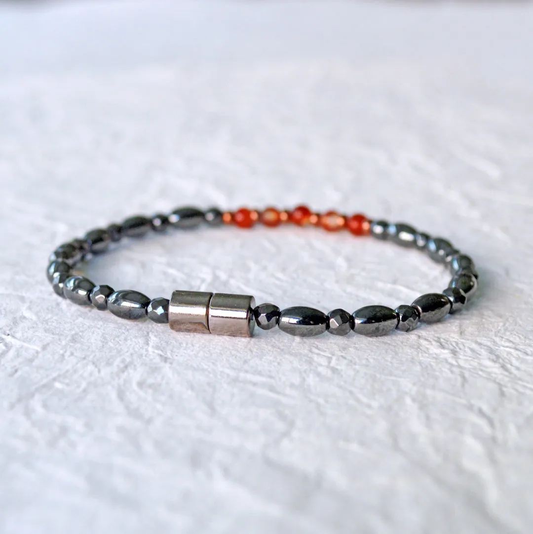 Black Hematite & Red Agate Magnetic Bracelet for Women