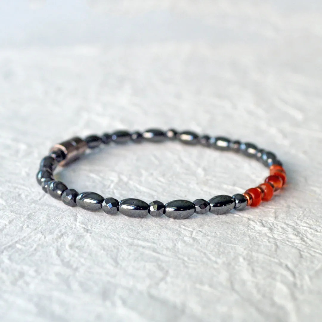 Black Hematite & Red Agate Magnetic Bracelet for Women