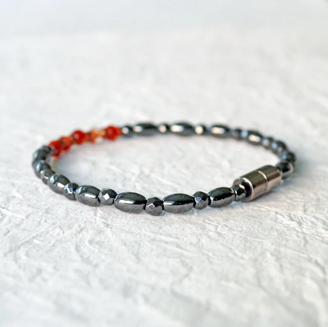 Black Hematite & Red Agate Magnetic Bracelet for Women