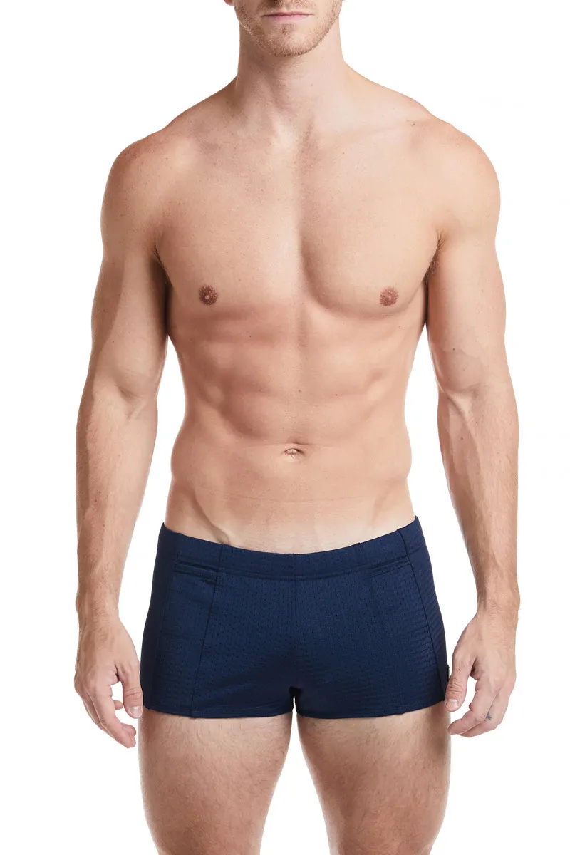 Black - LANDON Athletic Mesh Square Cut Swim Brief