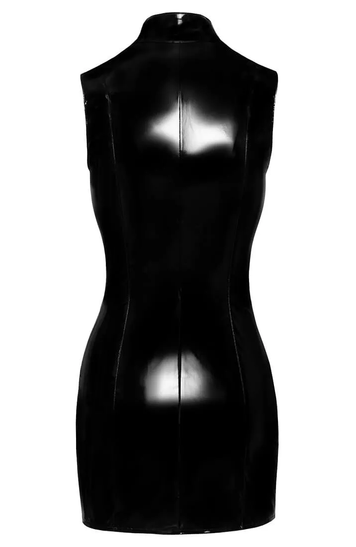 Black vinyl dress with sheer mesh panels - What's Next?