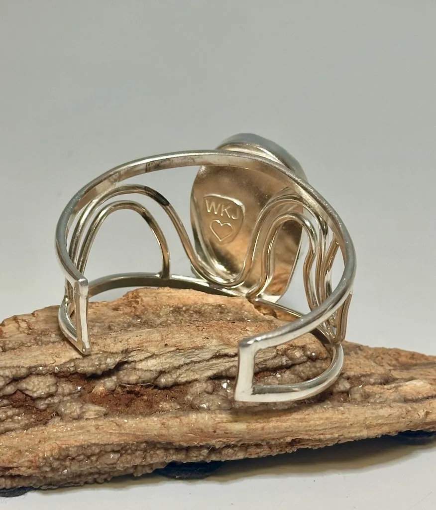 BUFFALO TURQUOISE AND STERLING SILVER CUFF WITH 22K DOTS
