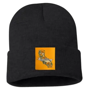 California State w/ Poppies 12" Knit Beanie: Charcoal