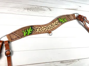 Cheetah Cactus Leather Tripping Collar