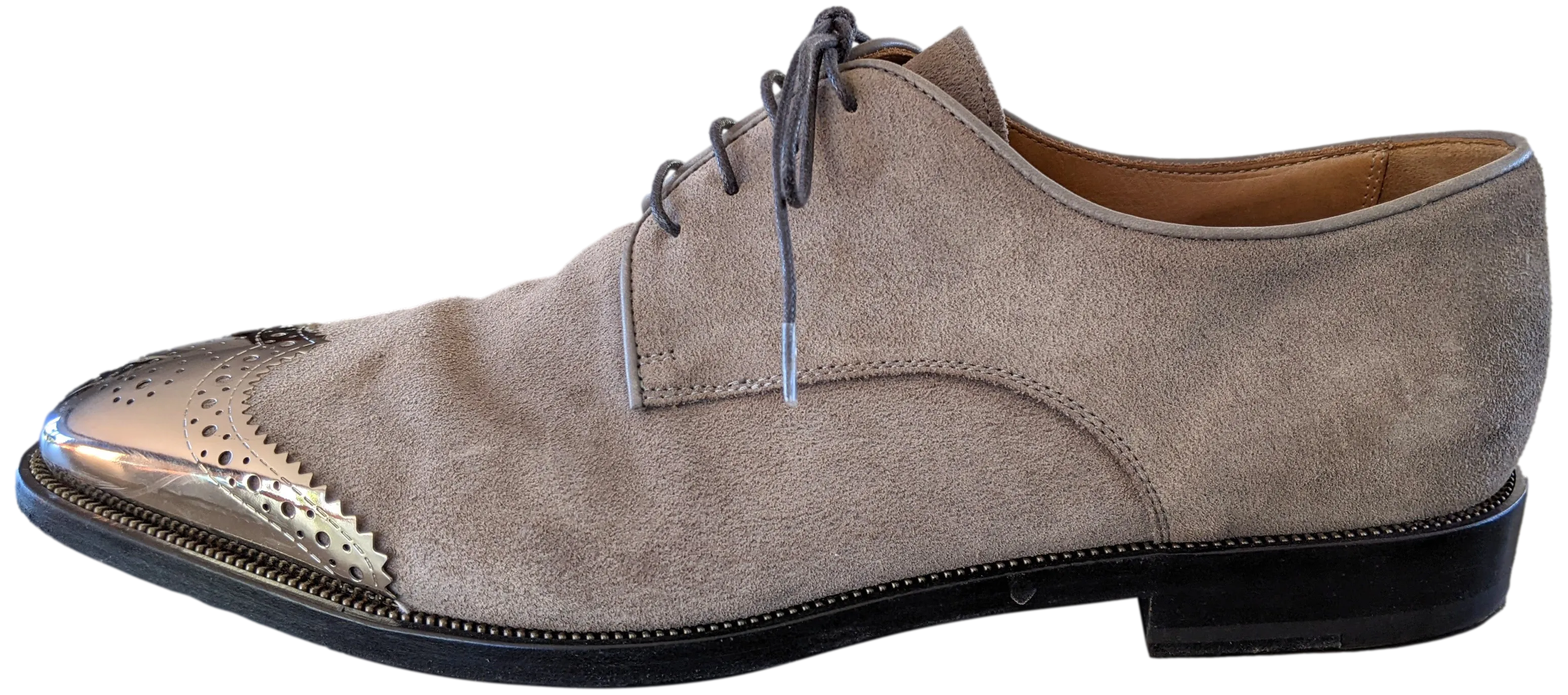 Christian Louboutin Classic Gey Suede with Metal Toe Men Shoes Sz44