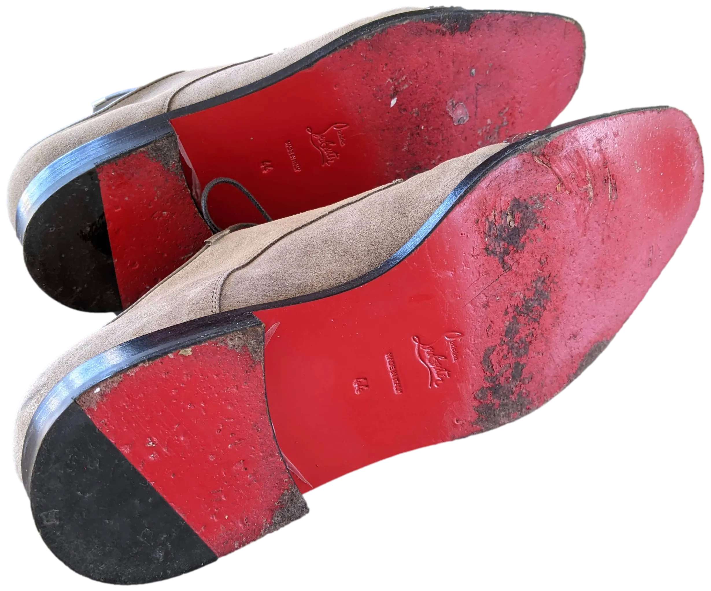 Christian Louboutin Classic Gey Suede with Metal Toe Men Shoes Sz44