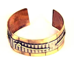 Cosmic Brass Bracelet with waves of Nickel Silver