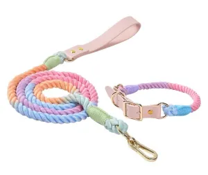 Cotton Candy Rope Leash & Collar Set