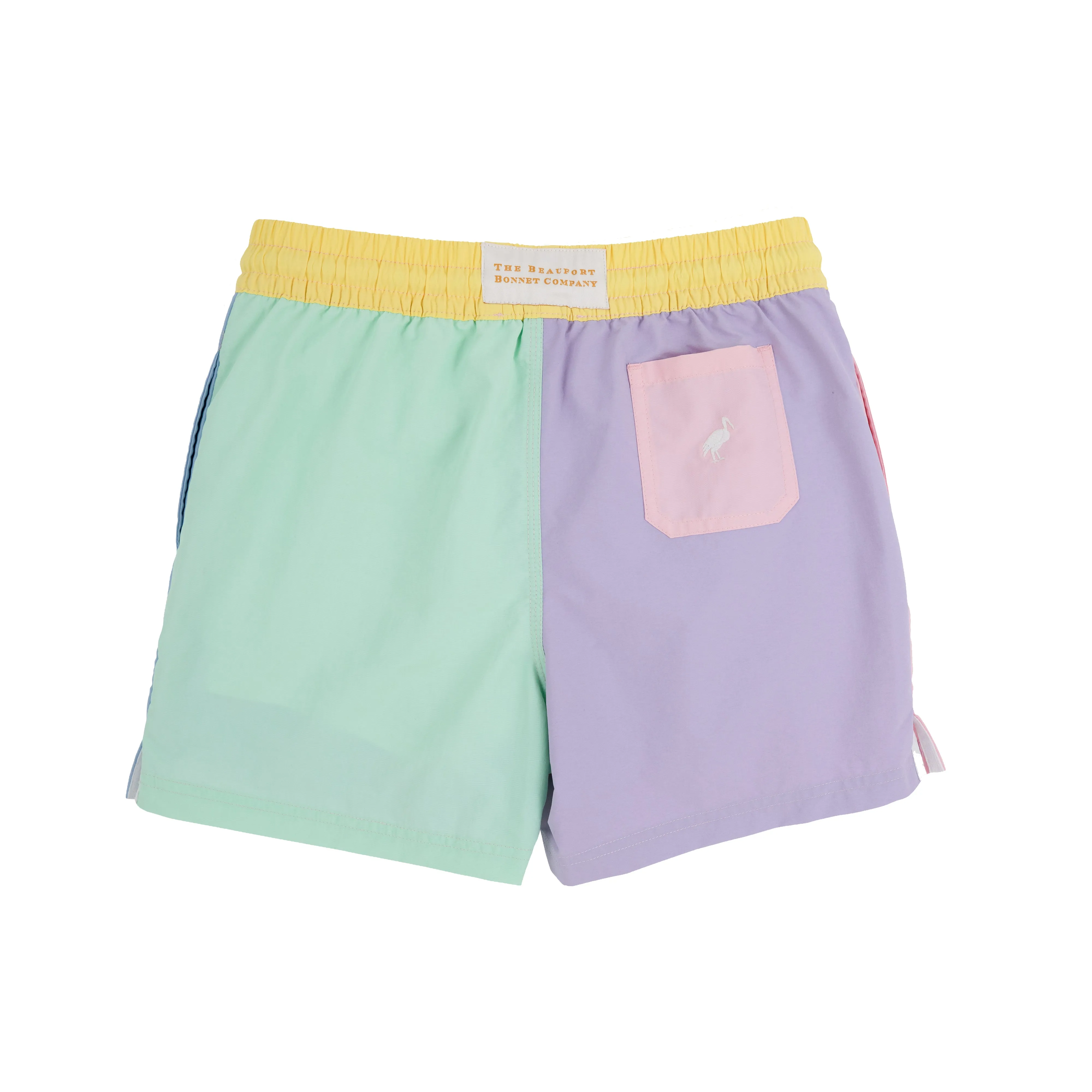Country Club Colorblock Trunks - Pastel Perfection with Worth Avenue White Stork