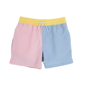 Country Club Colorblock Trunks - Pastel Perfection with Worth Avenue White Stork
