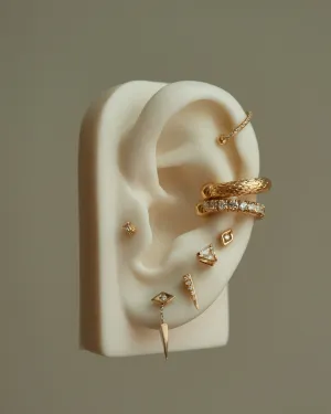 Diamond-Pave Barbell Ear Cuff (Single)