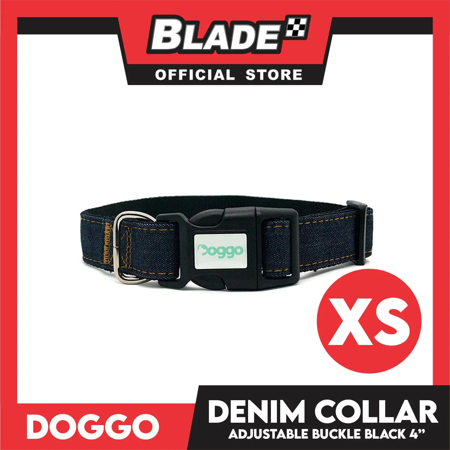 Doggo Collar Denim Design Extra Small (Black) Perfect Collar for Your Dog
