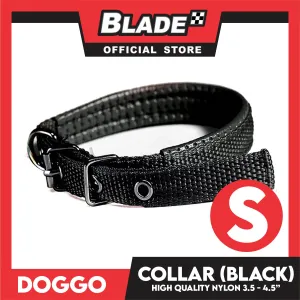 Doggo Dog Collar Adjustable Buckle Small Size (Black) Collar Nylon for Dog