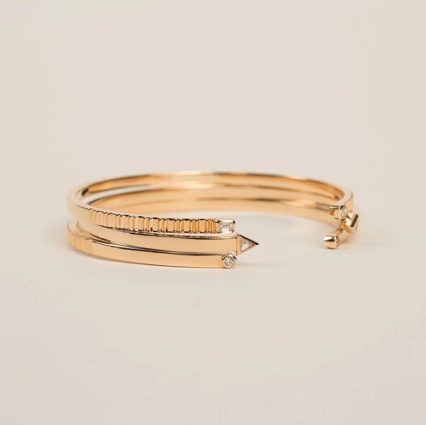 Essence Bezel Round and Prism Cuff Bangle
