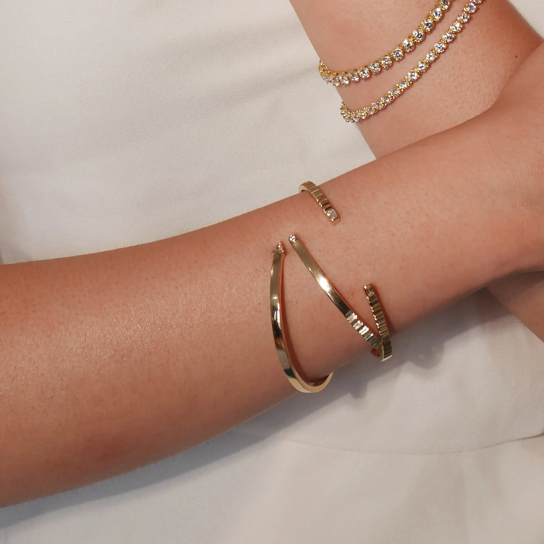 Essence Bezel Round and Prism Cuff Bangle