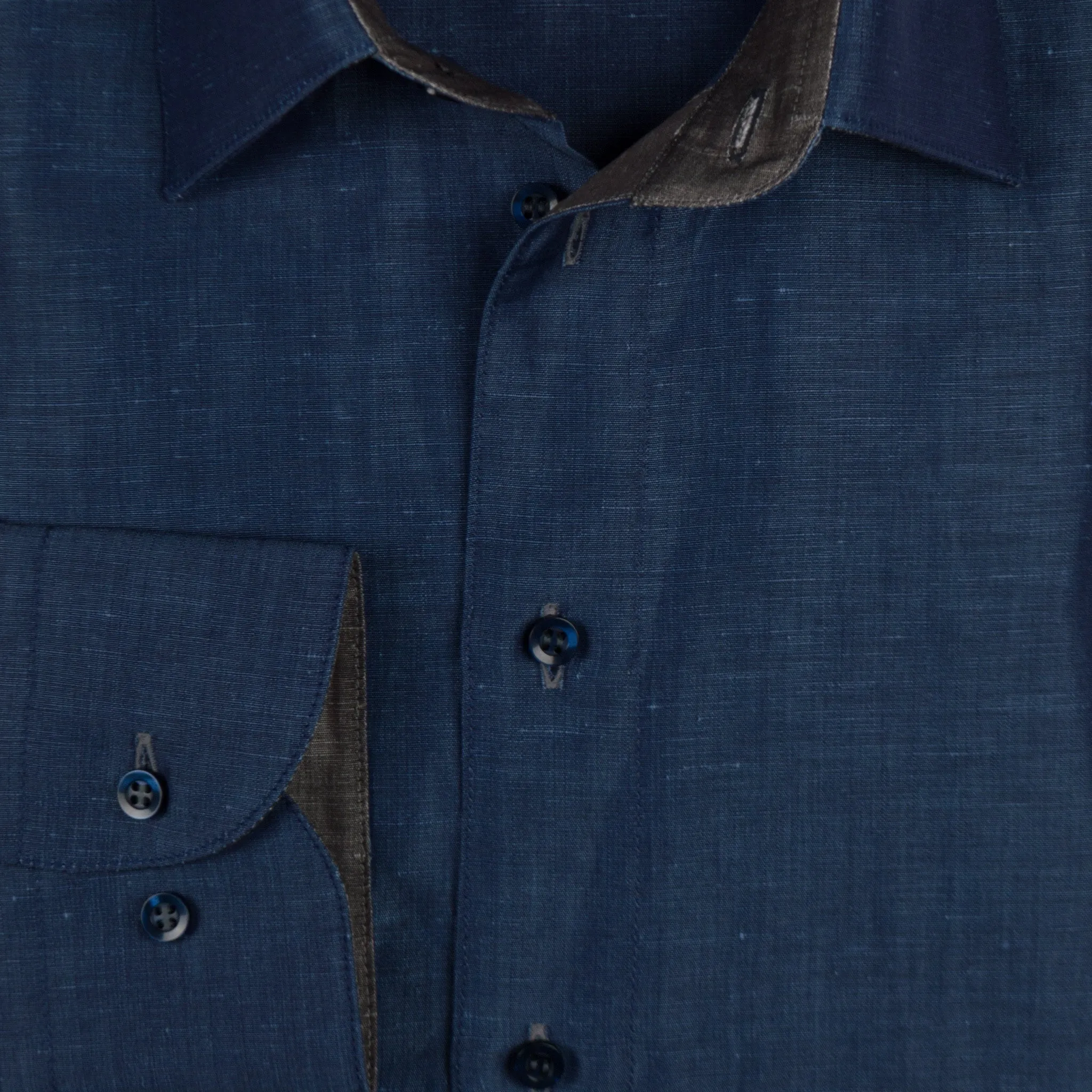 Gary Shirt Cotton Linen - Blue
