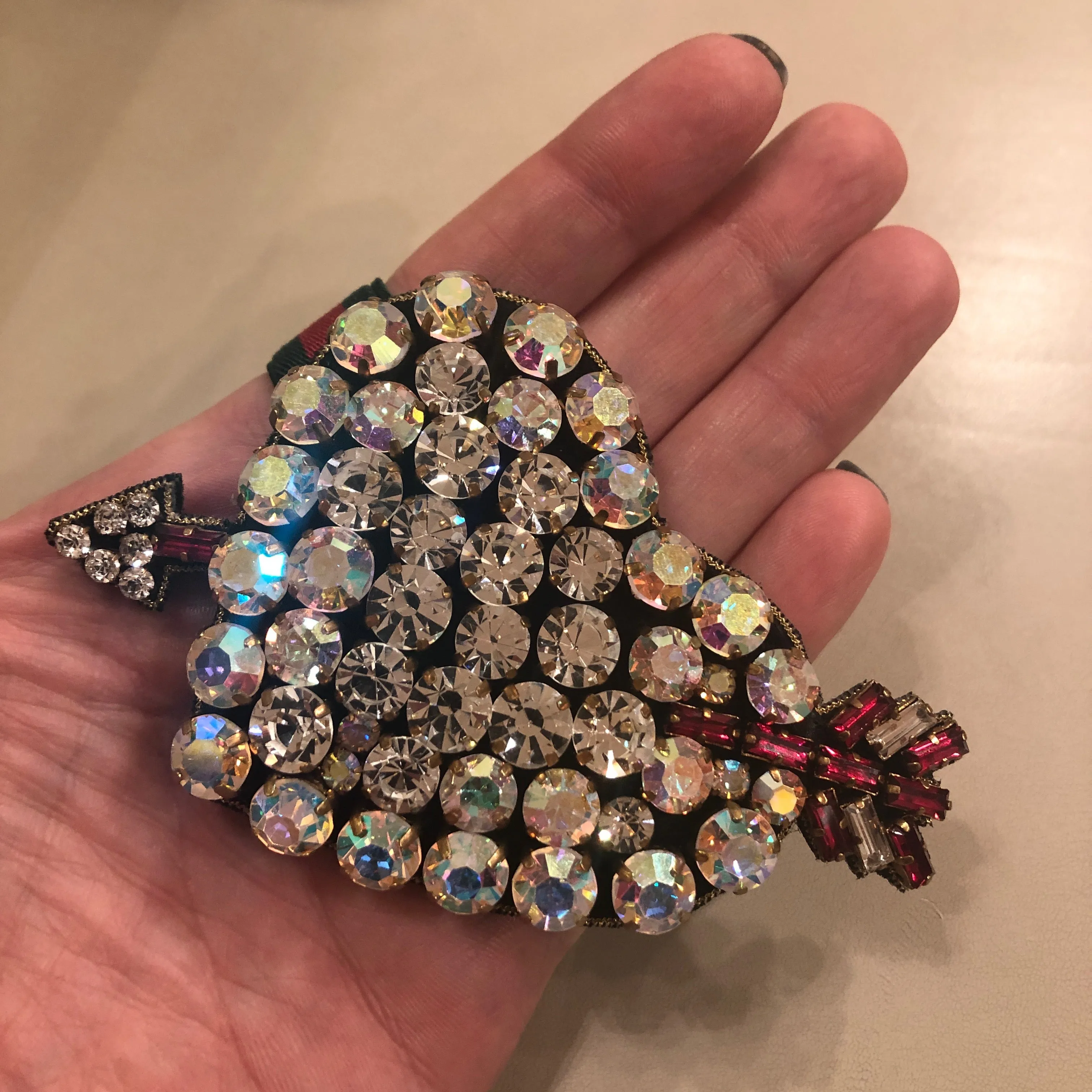Gucci Web Crystal Heart Bracelet in Red