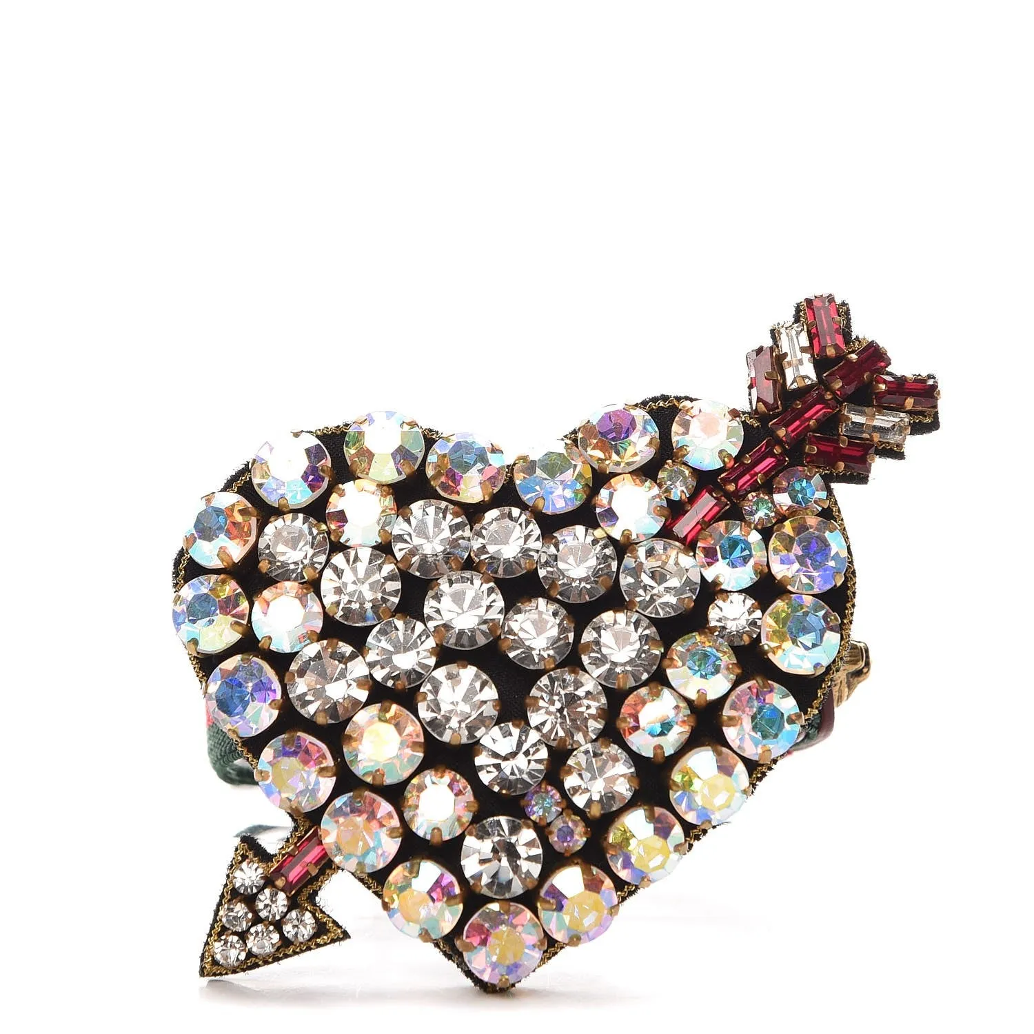 Gucci Web Crystal Heart Bracelet in Red