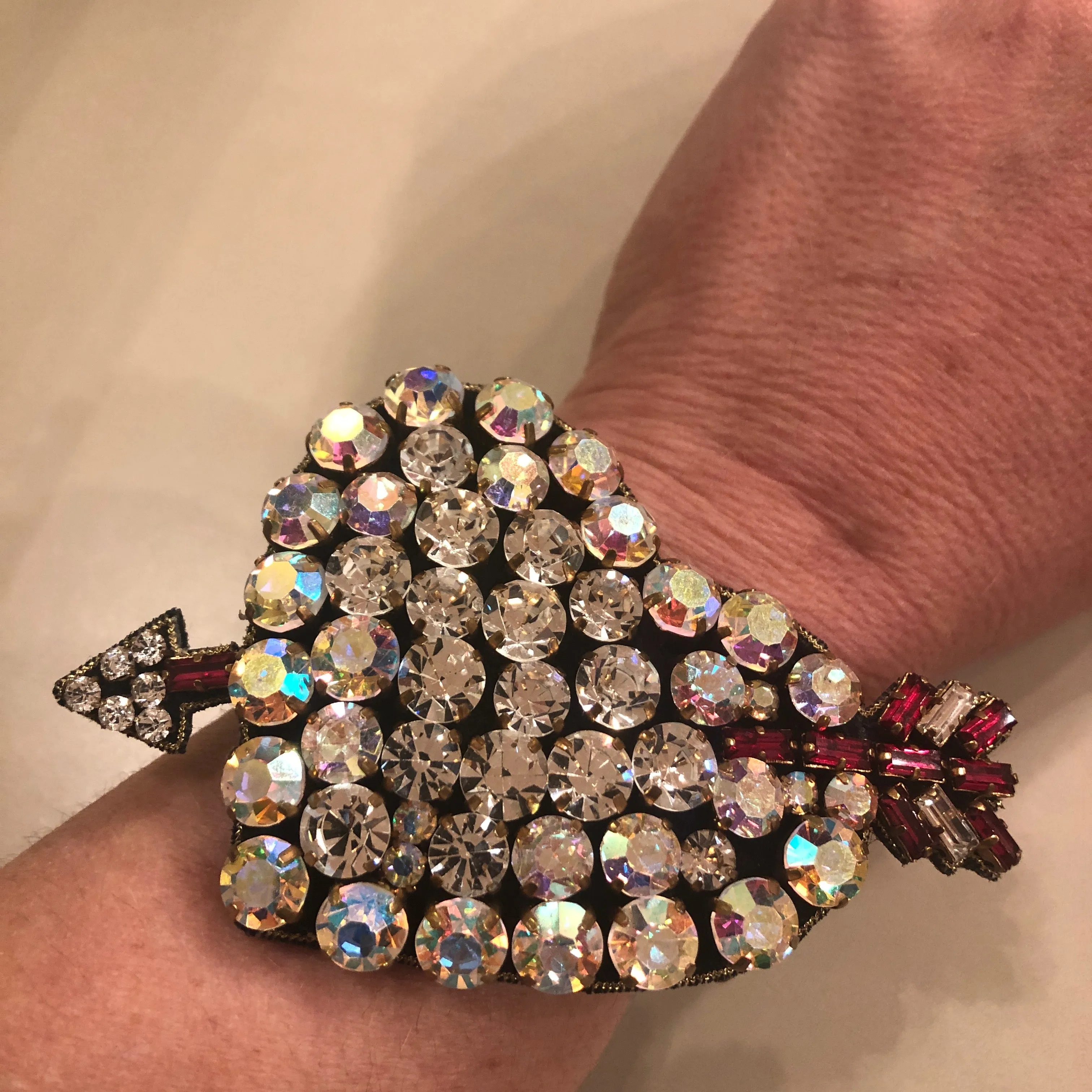 Gucci Web Crystal Heart Bracelet in Red