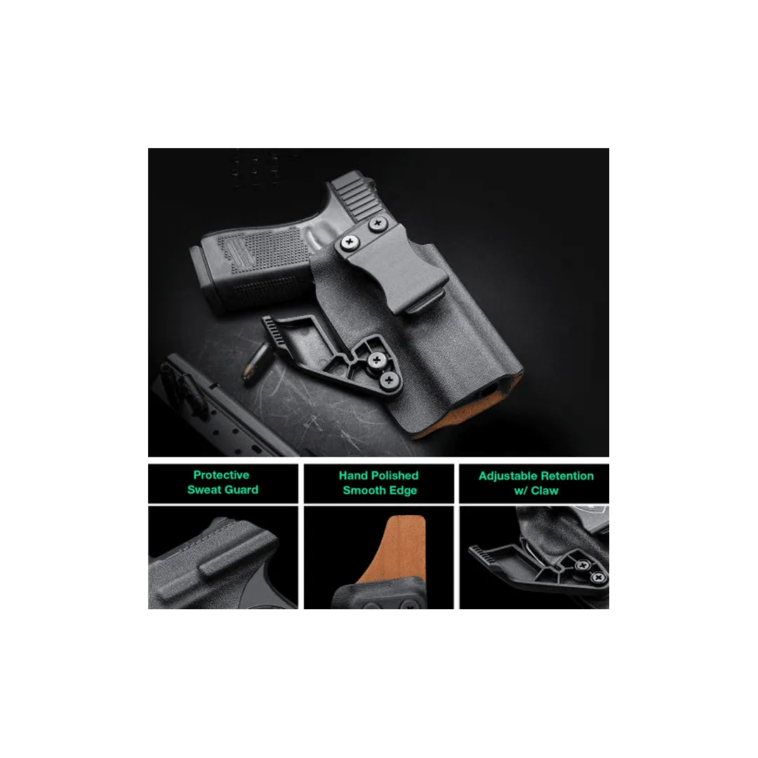 Gun & Flower Kydex w Leather IWB Holster with Claw For Glock 19