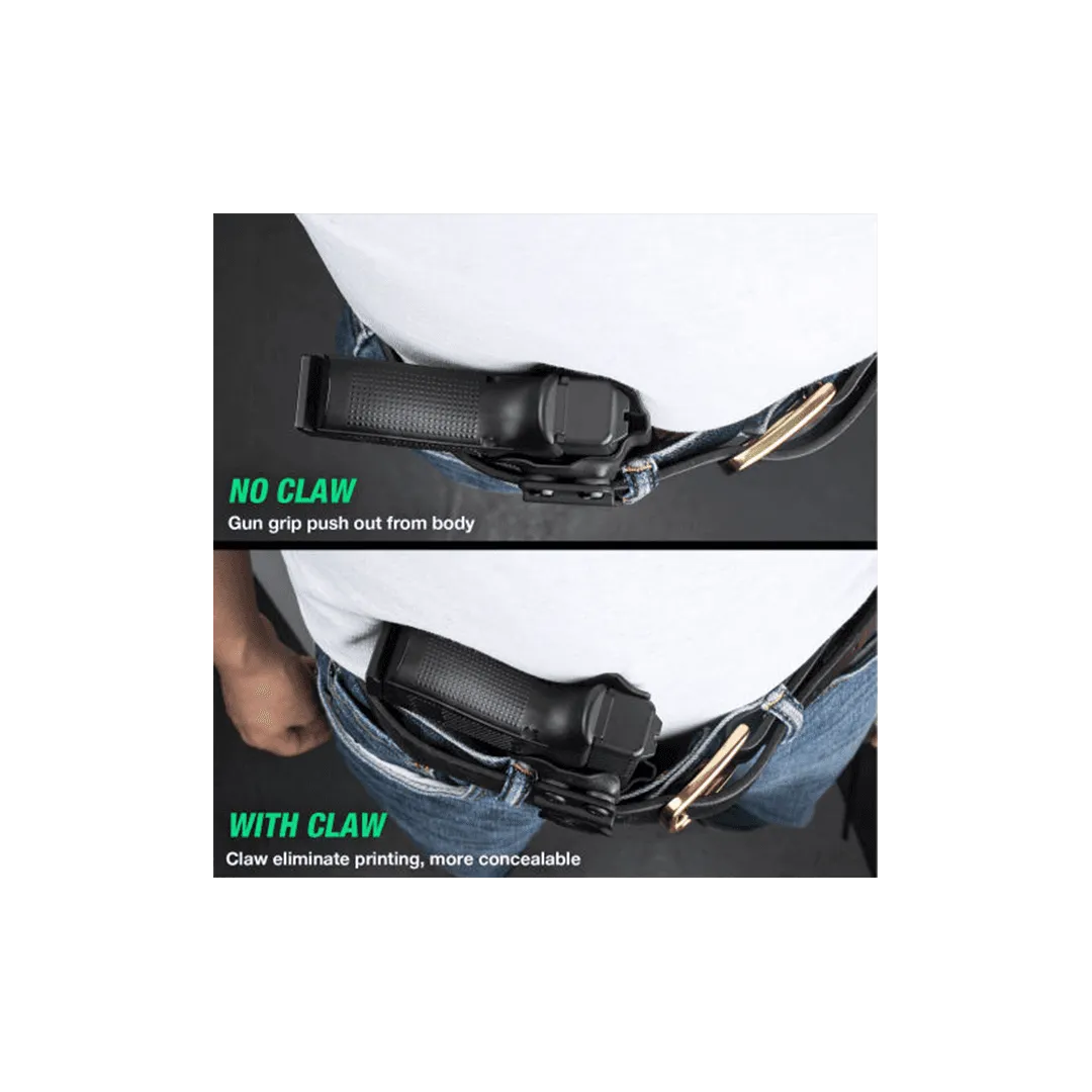 Gun & Flower Kydex w Leather IWB Holster with Claw For Glock 19